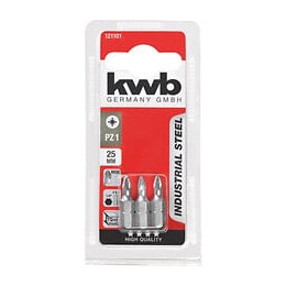 3 Embouts Industrial Steel,  25mm Pozidriv Pz 1 Kwb