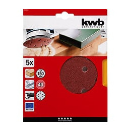 5 Disques De Ponçage D.150mm Grain 40 Kwb