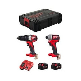 Milwaukee Kit M18blpp2a2-502x (m18blpd2 M18blid2 2 X 5,0 Ah M12-18fc Coffret)