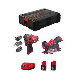 Milwaukee Kit M12fpp2g-202x (m12fpdx Avec 3 Têtes M12fcot Avec Accessoires 2 X 2,0 Ah C12c Hd Boxx 1)