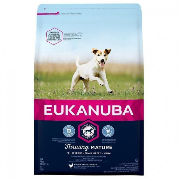Eukanuba Croquettes Au Poulet - Petite Race - 3kg - Pour Chien Mature Senior