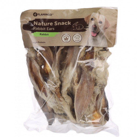 Oreille De Lapin Avec Poils. Nature Snack . 200 Gr.  Pour Chien. - Flamingo Pet Products - Fl-521132