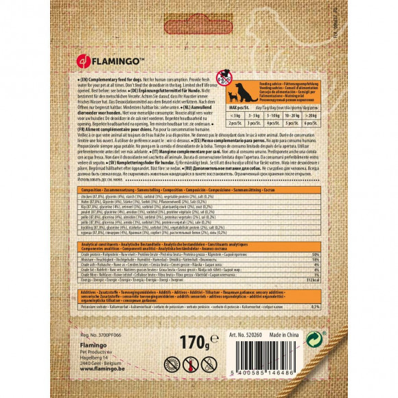 Friandise Filet De Poitrine De  Poulet Séché Hapki Bbq. Pour Chien 170 G. Sans Gluten . - Flamingo Pet Products - Fl-520260