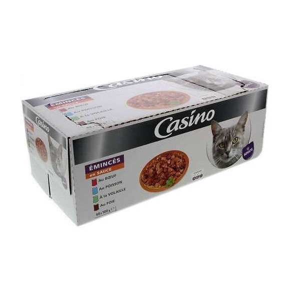 Casino Flowpack 4 Recettes - Eminces En Sauce Pour Chat Adulte - 48 X 100 G