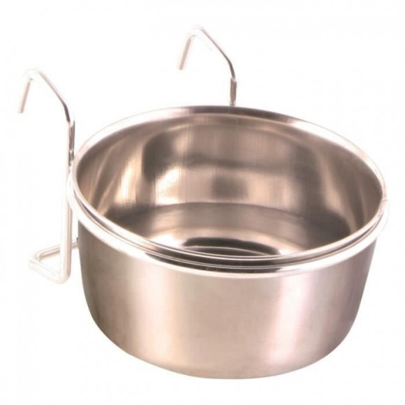Trixie Ecuelle Inox Avec Support - 300ml - O9cm - Pour Perroquet Et Perruche