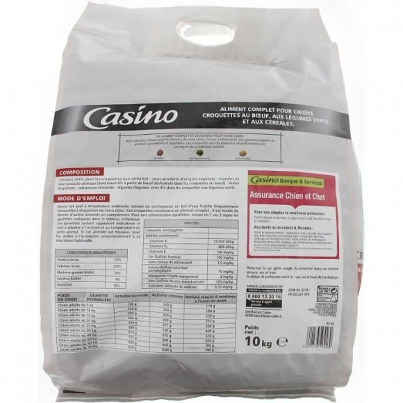 Casino Croquettes Au Boeuf Et Aux Legumes - Pour Chien - 10kg X1