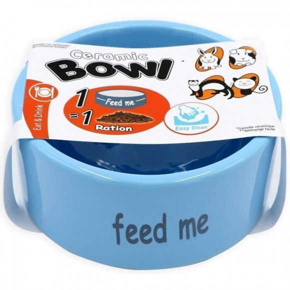 Tyrol Bol Incurvee En Ceramique - 200 Ml - Bleu - Pour Rongeur