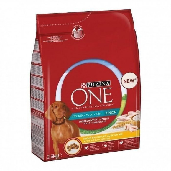 Purina One Medium Maxi Junior - Croquettes Au Poulet Avec Du Riz - Pour Chiot - 2,5 Kg