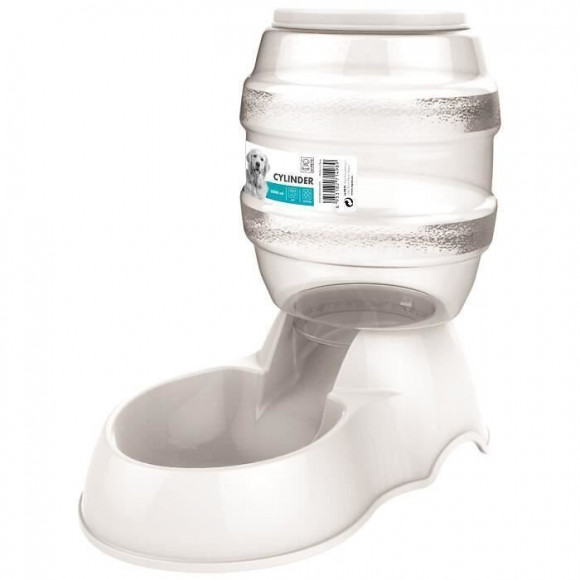 M-pets Distributeur De Croquettes Cylinder - 3500ml - Blanc - Pour Chien