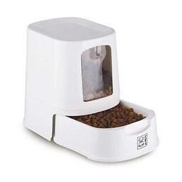 Mpets Distributeur De Croquettes Lena Avec Couvercle - Blanc - Pour Chien Et Chat