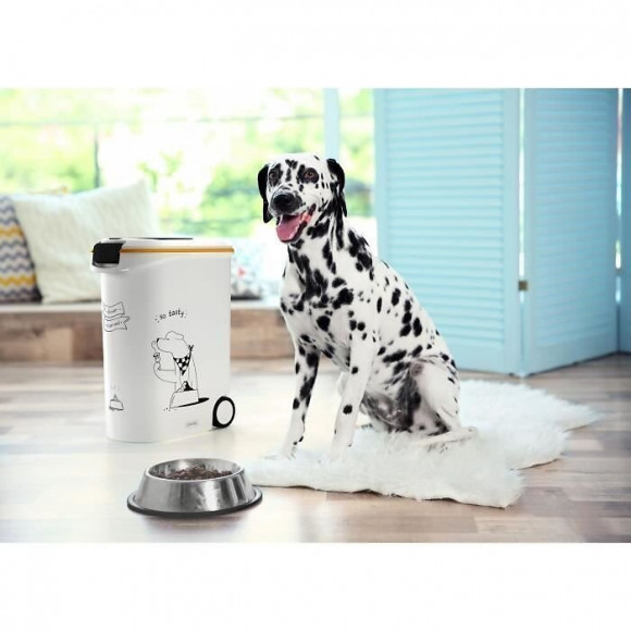 Curver Conteneur A Croquettes 54 L / 20 Kg - Dinner Pets - Blanc - 49,3 X 27,8 X 60,5 Cm - Pour Chien