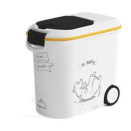 Curver Conteneur De Nourriture Le Diner Est Servi - 12 Kg - 35 L - Blanc Et Noir - Pour Chien