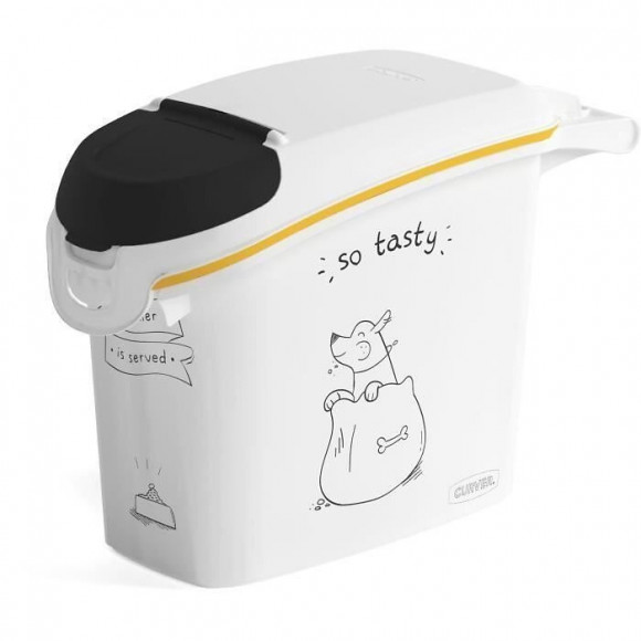 Curver Conteneur De Nourriture Le Diner Est Servi - 6 Kg - 15 L - Blanc Et Noir - Pour Chien