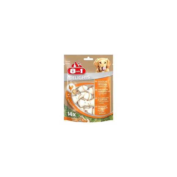 8in1 Friandise Os A Macher Delight - Garni De Poulet - 14 Pieces - Pour Chien De 2 A 12 Kg