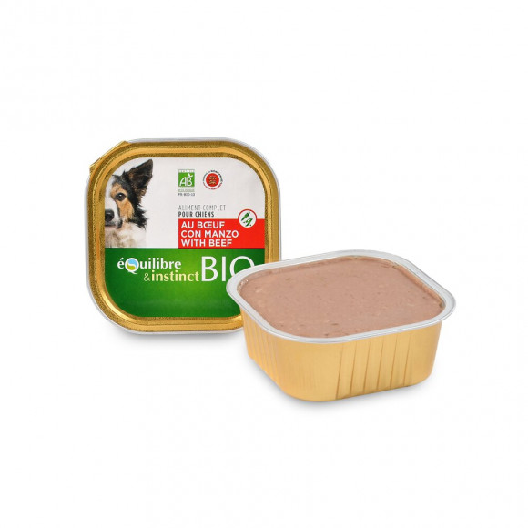 Une Terrine Bio Au Boeuf 1 Barquette De 300g Pour Chien 606129 - Equilibre & Instinct - Eq-05588