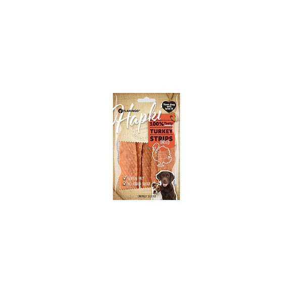 Friandise Lamelles De Dinde. Hapki Bbq. Pour Chien . 85 G. Sans Gluten. - Flamingo Pet Products - Fl-520279