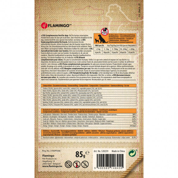 Friandise Morceaux De Poulet Hapki Bbq. Pour Chien 85 G. Sans Gluten . - Flamingo Pet Products - Fl-520259