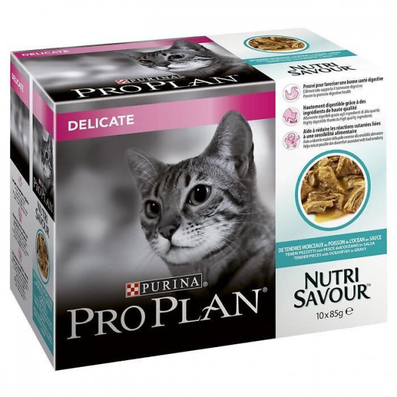 [lot De 2] Proplan Nutrisavour Delicate Poisson Sauce - Chat Adulte - 10x85g