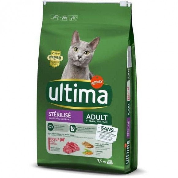 Ultima Croquettes Au Boeuf Pour Chat Adulte Sterilise - 7,5 Kg