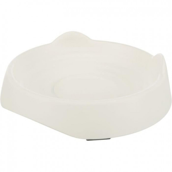 Trixie Gamelle Plate Tete De Chat En Melamine - 0,25 L - O 17 Cm - Blanc - Pour Chien
