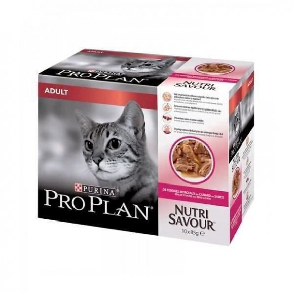 [lot De 2] Proplan Nutrisavour Canard Sauce - Chat Adulte - 10x85g