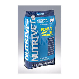Nutrivet Super Premium Croquettes Chien Adulte 26/15 Race Moyen 0% Ble - 15 Kg
