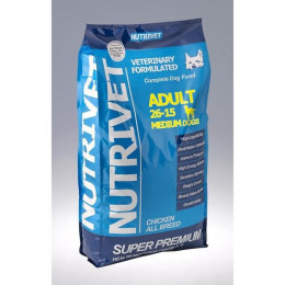 Nutrivet Super Premium Croquettes Chien Adulte 26/15 Race Moyen 0% Ble - 15 Kg