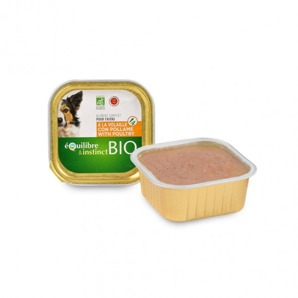 Une Terrine Bio A La Volaille 1 Barquette De 150g Pour Chien 606260 - Equilibre & Instinct - Eq-05590