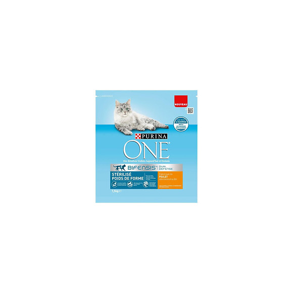 Purina One Croquettes Au Poulet Poids De Forme - Pour Chat Adulte Sterilise - 1,5 Kg