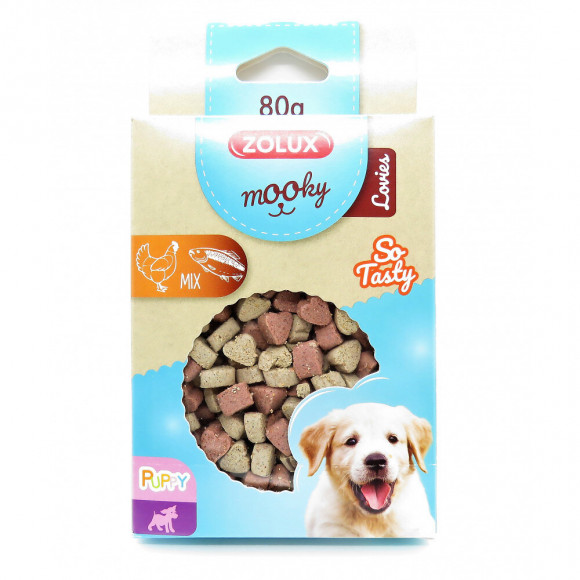 Friandise Pour Chiot.  Forme Petit Coeur.  80 Grammes. Mix Poulet, Poisson. - Zolux - Zo-482181