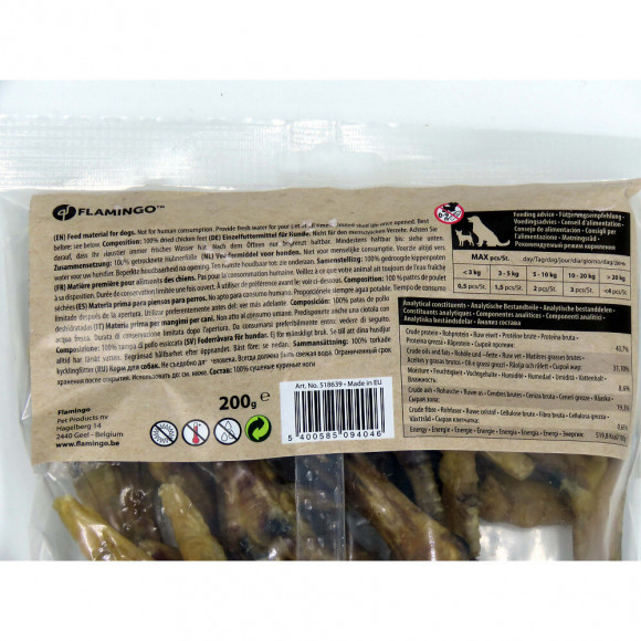 Friandise Naturel Pattes De Poulet 200 Gr Pour Chiens - Flamingo Pet Products - Fl-518639