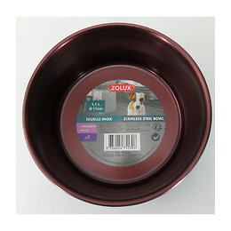Ecuelle Inox 1.1l Ø 17 Cm Couleur Rouge Bordeaux Pour Chien - Zolux - Zo-475539