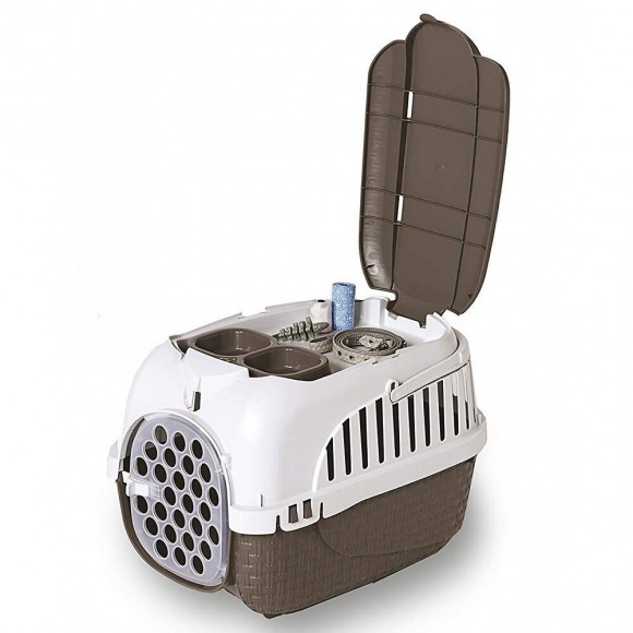 Cage De Transport Tour 2 Maxy Taupe. Taille 38 X 58 X 37 Cm.pour Petit Chiens Ou Chats - Bama Pet - Fl-517591
