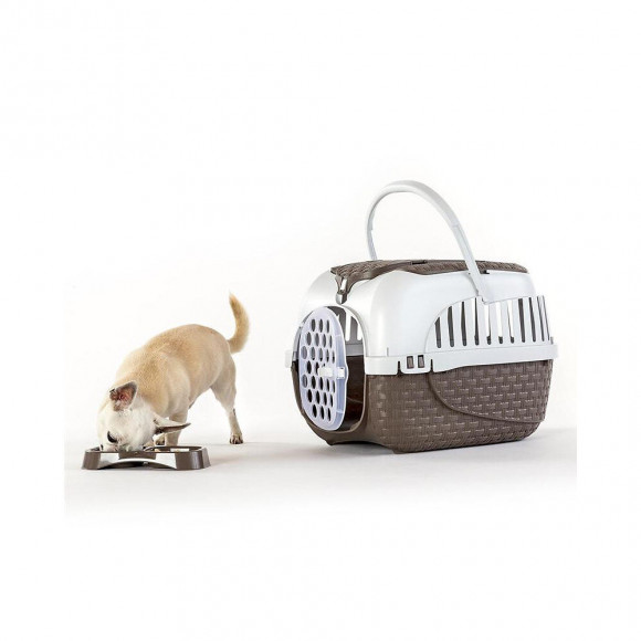 Cage De Transport, Tour Taupe. Taille Xs.  33 X 52 X 34 Cm. Pour Petit Chiens Ou Chats - Bama Pet - Fl-517589