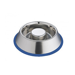 Gamelle Inox Antidérapante. Anti Glouton  Slow Ø 16,5 Cm  0,55 Litre - Nobby - Va-73507