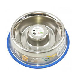 Gamelle Inox Antidérapante. Anti Glouton  Slow Ø 16,5 Cm  0,55 Litre - Nobby - Va-73507