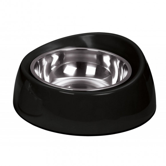 Gamelle Ø 20 Cm, 0.35 Litres. Inox Et Mélaminé Noir. Pour Chien - Nobby - Va-73301-06