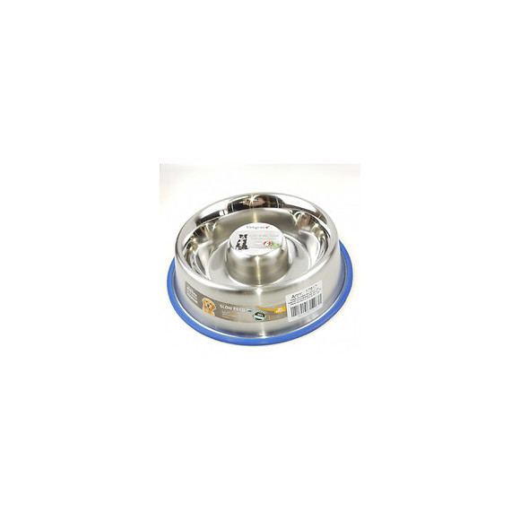 Gamelle Inox Antidérapante. Anti Glouton  Slow Ø 22.5 Cm  1.35 Litres - Nobby - Va-17617