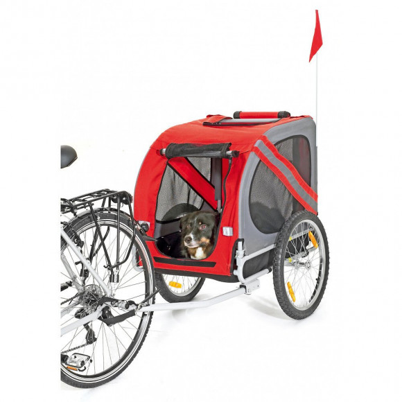 Remorque Doggy Liner Juliette. 80 X 57 X 64 Cm. Rouge Et Grise. Pour Chien - Flamingo Pet Products - Fl-31606