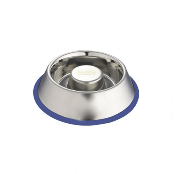 Gamelle Inox Antidérapante. Anti Glouton  Slow Ø 16,5 Cm  0,55 Litre - Nobby - Va-73507
