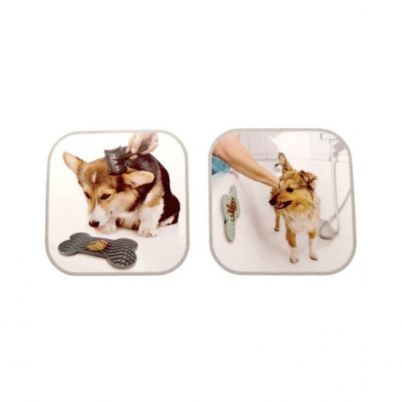 Tapis À Lécher Yummee . Couleur Gris.  Taille L 29.8 Cm .pour Chien. - Flamingo Pet Products - Fl-520214