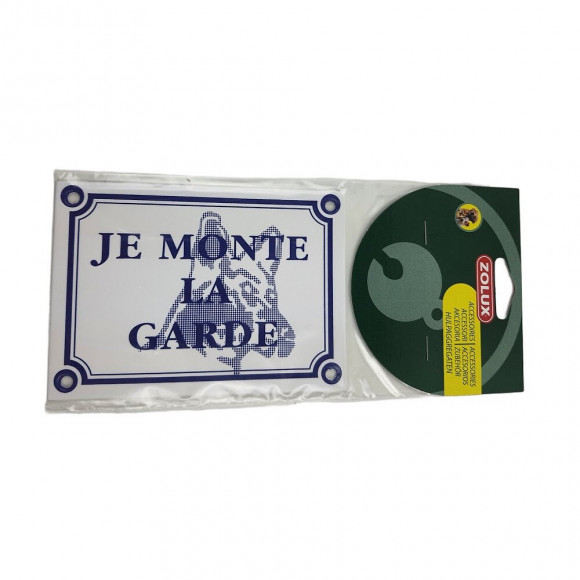 Plaque Je Monte La Garde. Taille 14 X 10 Cm. Pour Chien. - Zolux - Zo-487025