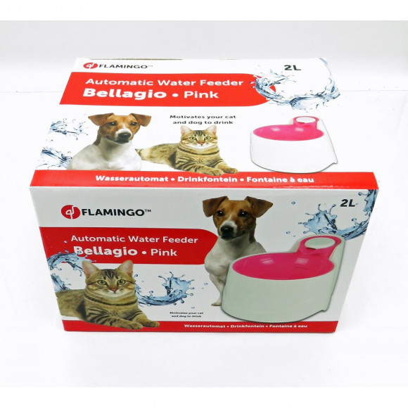 Fontaine À Eau Bellagio 2 Litres.  Pour Chiens Et Chats. Couleur Rose. - Flamingo Pet Products - Fl-518216