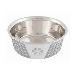 0.75 L Ø 17 Cm Écuelle En Acier Avec Silicone Et Motif Pour Chien Ou Chat - Trixie - Tr-25256