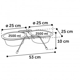 Ecuelle Duo Ø 25 Cm. 2500 Ml. Avec Support Arjun. L. Pour Chien - Flamingo Pet Products - Fl-520830