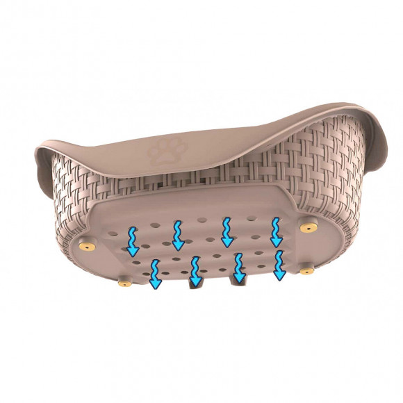 Panier Aspect Rotin 60 X 44 X 21 Cm H Pour Chien Gamme Nido. Couleur Taupe. - Bama Pet - Fl-517626