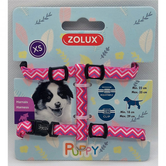 Harnais Xs Puppy Pixie. 8 Mm. 18 À 29 Cm. Couleur Rose. Pour Chiots - Zolux - Zo-466743ros