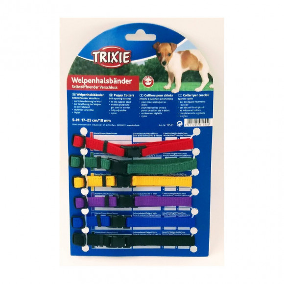 6 Colliers S-m  17 À 25 Cm X 10 Mm Pour Chiot. Couleurs Différentes - Trixie - Tr-15551