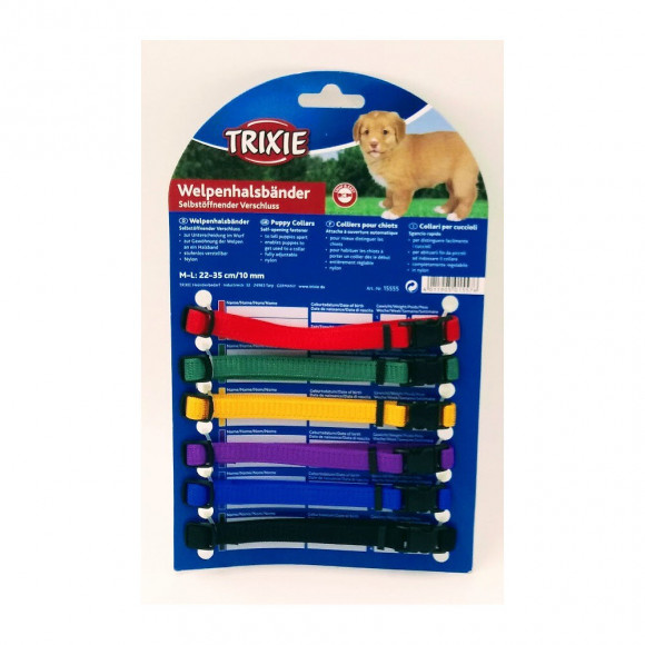 6 Colliers  M-l  22 À 35 Cm X 10 Mm Pour Chiot.  Couleurs Différentes - Trixie - Tr-15555