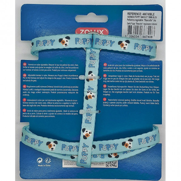 Harnais S Puppy Mascotte. 13 Mm. 27 À 42 Cm. Couleur Bleu. Pour Chiots - Zolux - Zo-466740ble